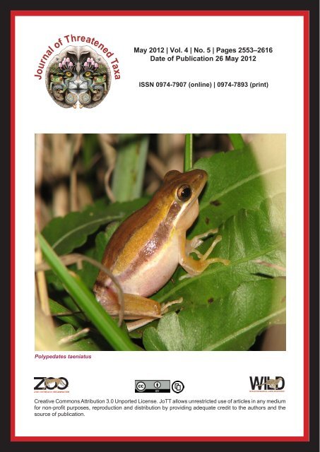 May 2012 - Journal of Threatened Taxa