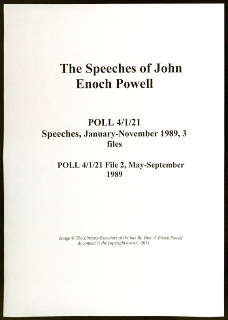 The Speeches of John Enoch Powell