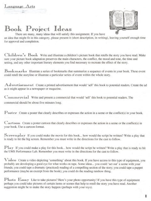 Book Project Ideas List 2