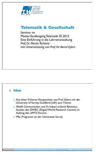Prof. Dr. Martin Richartz - Telematik TH Wildau