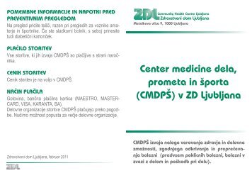 Center medicine dela, prometa in Ã…Â¡porta - Zdravstveni dom Ljubljana