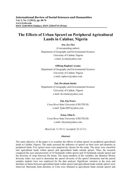 The Effects of Urban Sprawl on Peripheral Agricultural Lands Biology Diagrams