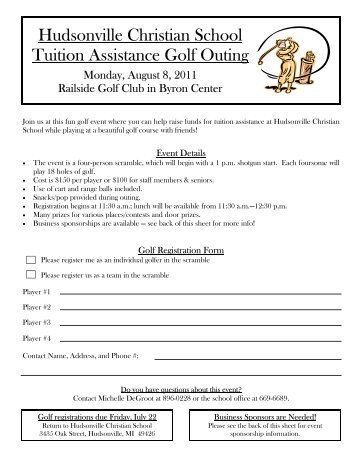 Hudsonville Christian School Tuition Assistance Golf Outing