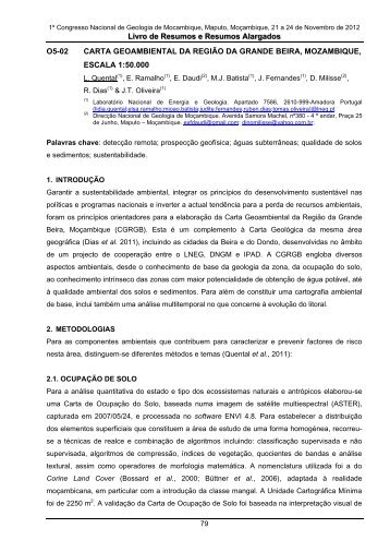 Carta geoambiental da regiÃ£o da Grande Beira, Mozambique ...