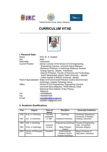 Curriculum Vitae - School of Civil Engineering - USM