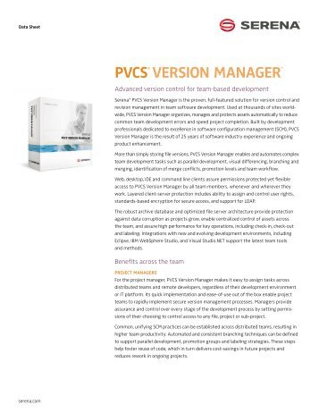 PVCS Version Manager Datasheet - Serena Software