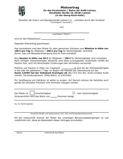 Mietvertrag - KuSG Leimen