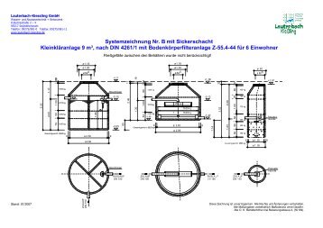 Systemzeichnung Nr. B mit Sickerschacht Kleinkläranlage 9 m³ ...