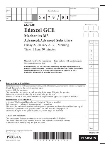 January 2012 - 6679 - Edexcel