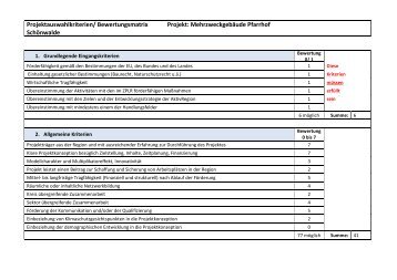 Bewertungsmatrix - AktivRegion Schwentine-Holsteinische Schweiz