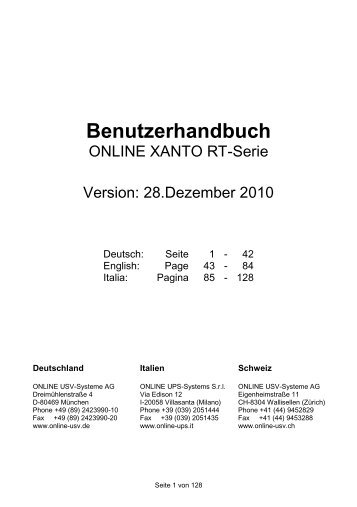 Benutzerhandbuch - Online USV Systeme