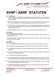 Statuten SVNP - Association suisse des neuropsychologues