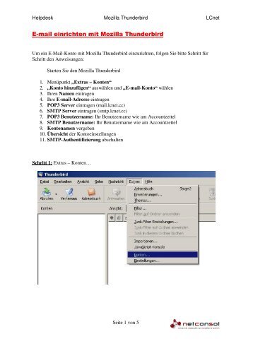 E-mail einrichten mit Mozilla Thunderbird - Lcnet.cc