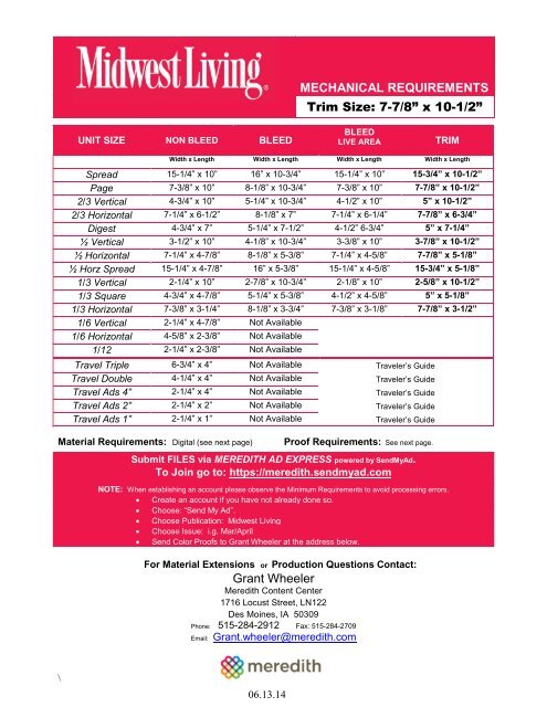 Mechanical Requirements Trim Size Meredith Direct Media