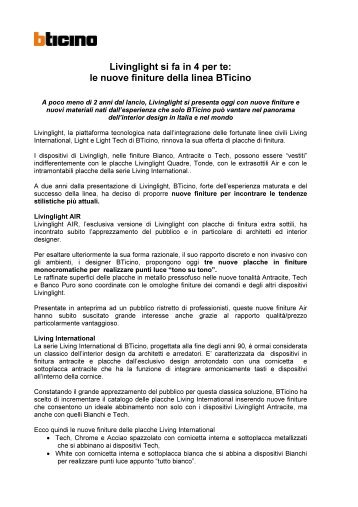 Comunicato stampa, 25 marzo 2013 - Professionisti BTicino