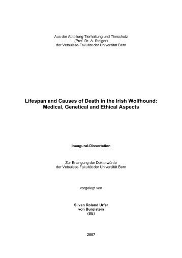 Lifespan and Causes of Death in the Irish Wolfhound - Vetsuisse ...