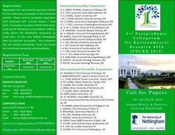 Call for Papers - The University of Nottingham, Malaysia Campus