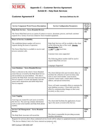 Customer Service Agreement Exhibit B â Help Desk Services ...