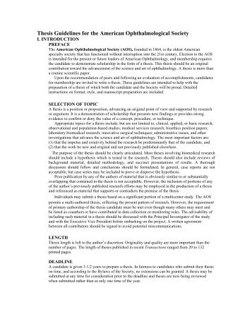Thesis Guidelines for the American Ophthalmological Society