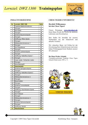 Lernziel: DWZ 1300 Trainingsplan