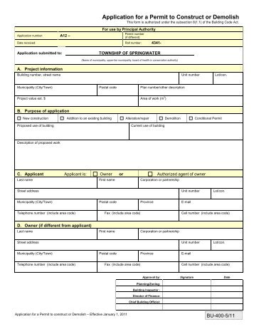 Building Permit Application (PDF) - Township of Springwater