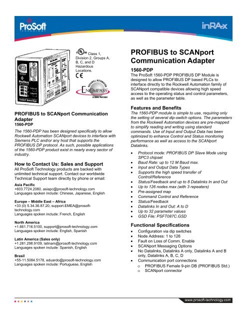 1560-PDP Datasheet - ProSoft Technology