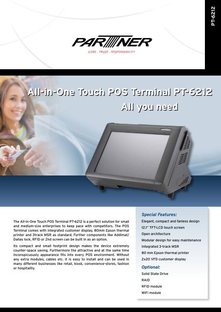 All-in-One Touch POS Terminal PT-6212 All you ... - Partner Tech