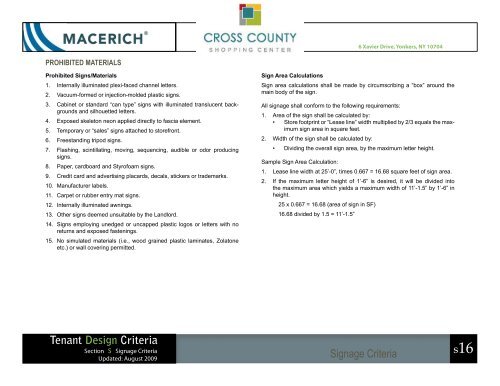 Cross County Shopping Center Signage Criteria Manual - Macerich