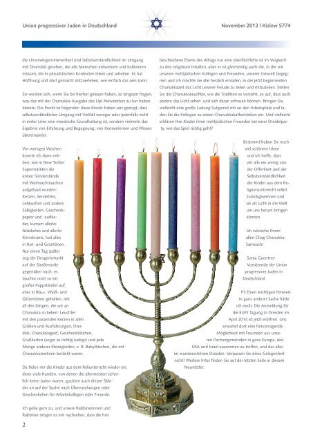 Vierter Newsletter der Union progressiver Juden in Deutschland
