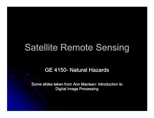 Satellite Remote Sensing