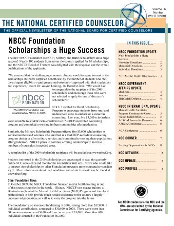 THE NATIONAL CERTIFIED COUNSELOR NBCC Foundation ...