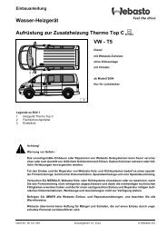 Wasser-HeizgerÃƒÂ¤t AufrÃƒÂ¼stung zur Zusatzheizung Thermo Top C VW ...