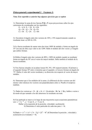 FÃ­sica general y experimental 1 Vectores 1: