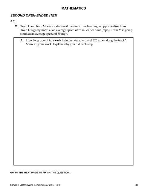 2007-2008 Grade 8 Mathematics Item and Scoring Sampler