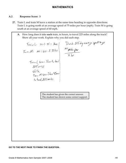 2007-2008 Grade 8 Mathematics Item and Scoring Sampler