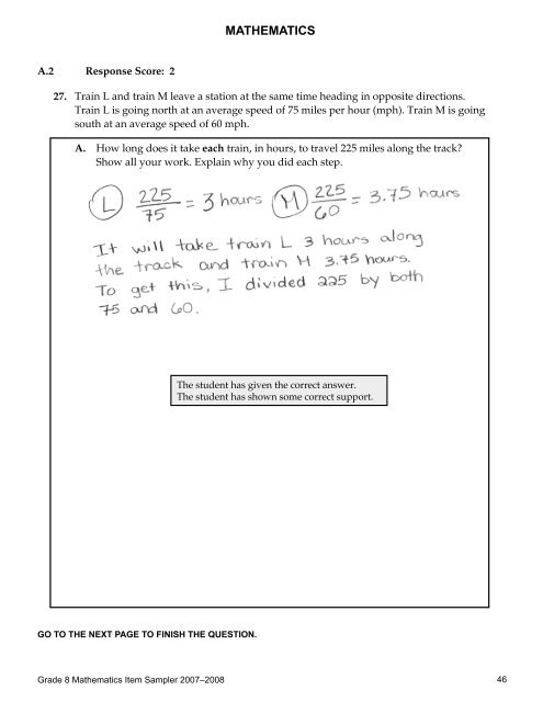 2007-2008 Grade 8 Mathematics Item and Scoring Sampler