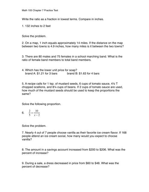 Write the ratio as a fraction in lowest terms. Compare in inches. 1 ...