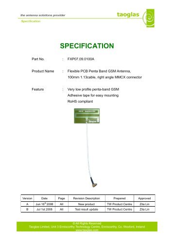 SPECIFICATION - Taoglas