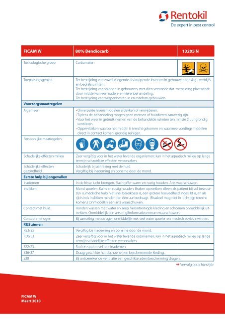 FICAM W 80% Bendiocarb 13205 N - Rentokil