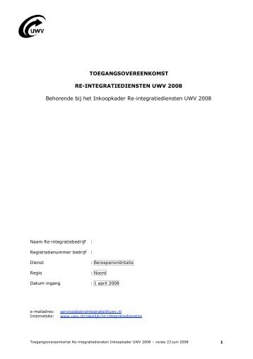 Overeenkomst 2008(pdf, 264 kB) - Uwv