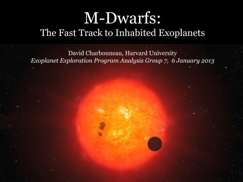 M-Dwarfs: - Exoplanet Exploration Program - NASA