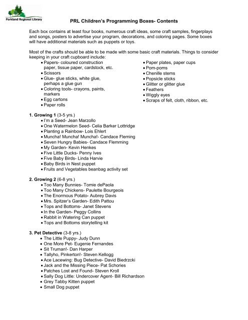 Children's Programming Boxes- Contents