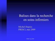Balises dans la recherche en soins infirmiers - Michel Dupuis - Sesa