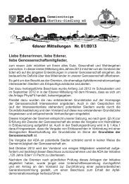 Edener Mitteilungen, MÃ¤rz 2013 - Eden-Stiftung