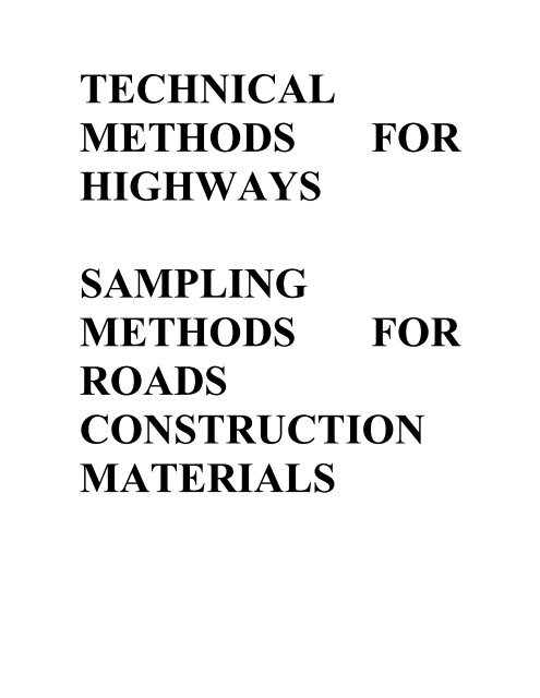 technical methods for highways sampling methods for roads ...