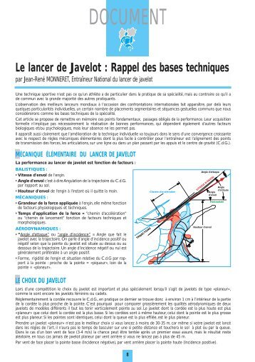 le lancer de javelot rappel des bases techniques