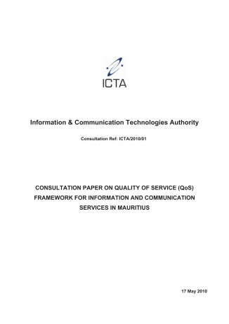 Consultation Paper on Quality of Service (QoS) - ICTA