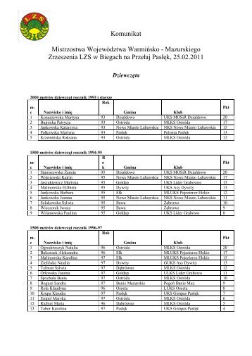 Komunikat Mistrzostwa WojewÃ³dztwa WarmiÅsko ... - LZS Olsztyn
