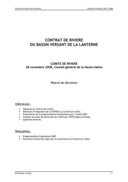 contrat de riviere du bassin versant de la lanterne - EPTB SaÃ´ne ...