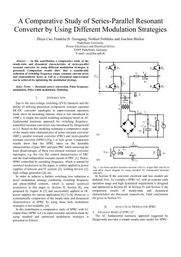A comparative study of series-parallel resonant converter by using ...